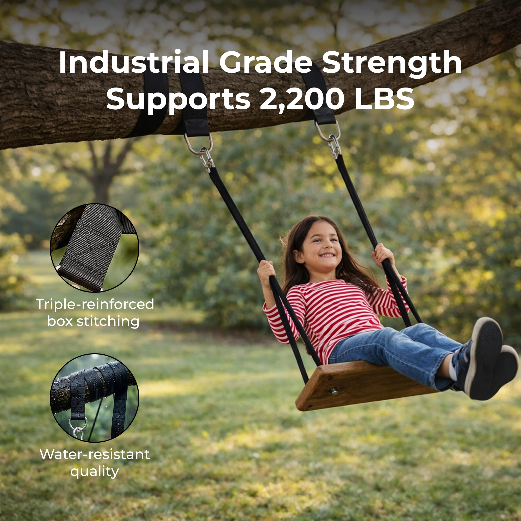 MalloMe Tree Swing Straps in storage bag with locking carabiners
