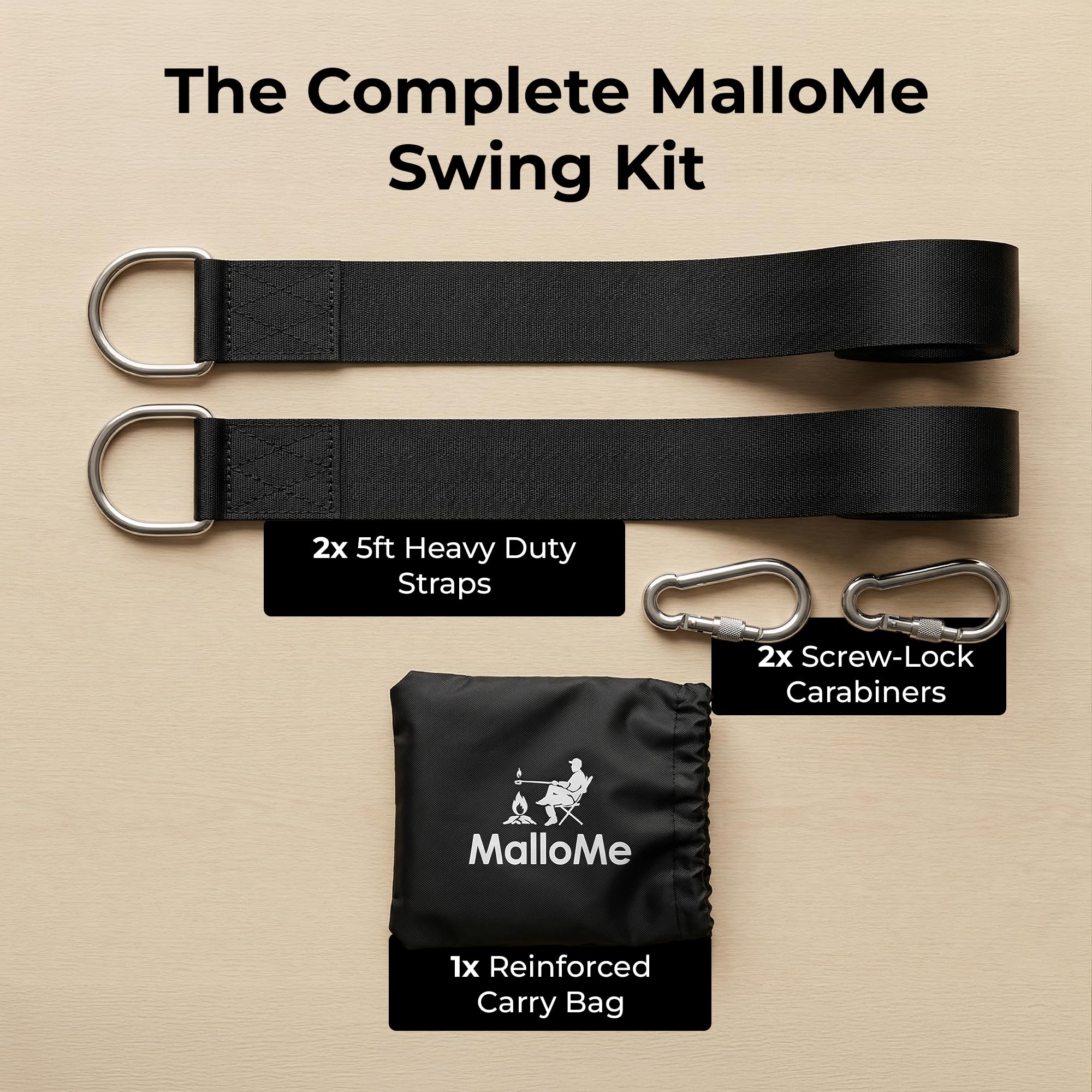 MalloMe Tree Swing Straps packaging with specifications listed