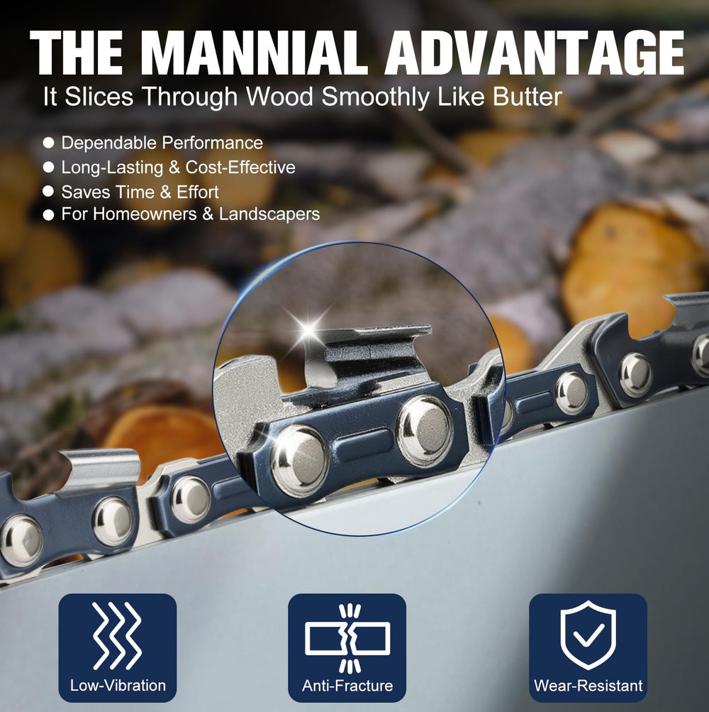 Mannial 3 Pack Chainsaw Chains displayed side by side
