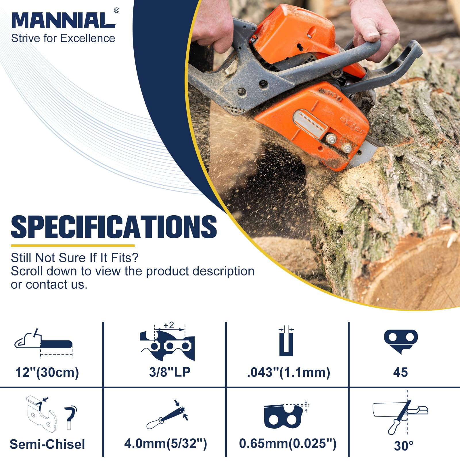 Mannial Chainsaw Chain sharpener kit including files and gauge