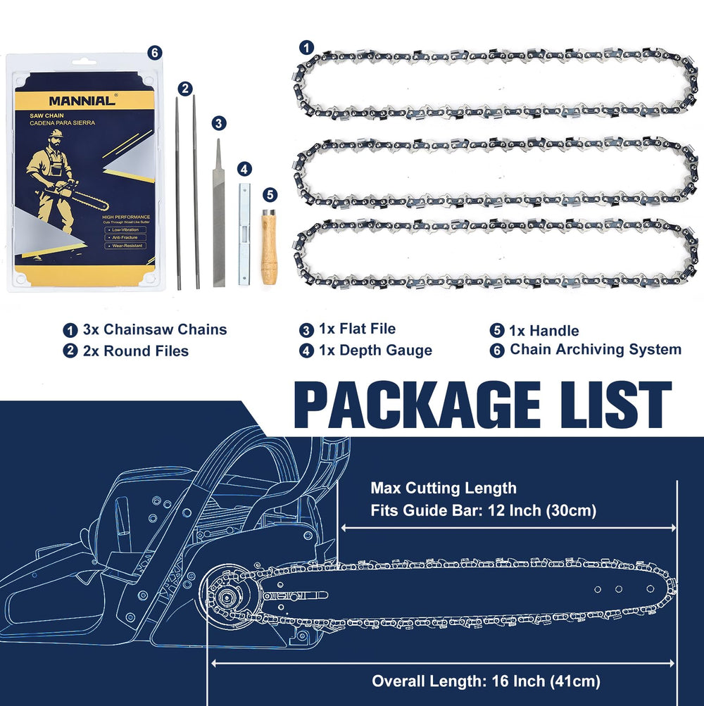 Mannial Chainsaw Chain with semi-chisel design close-up