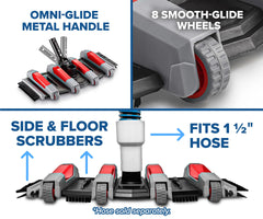 Manual Pool Vacuum Head showing soft-touch protective wheels