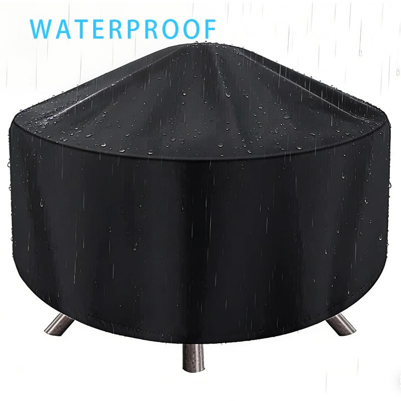 maobutte Round Fire Pit Cover 32" black in garden setting