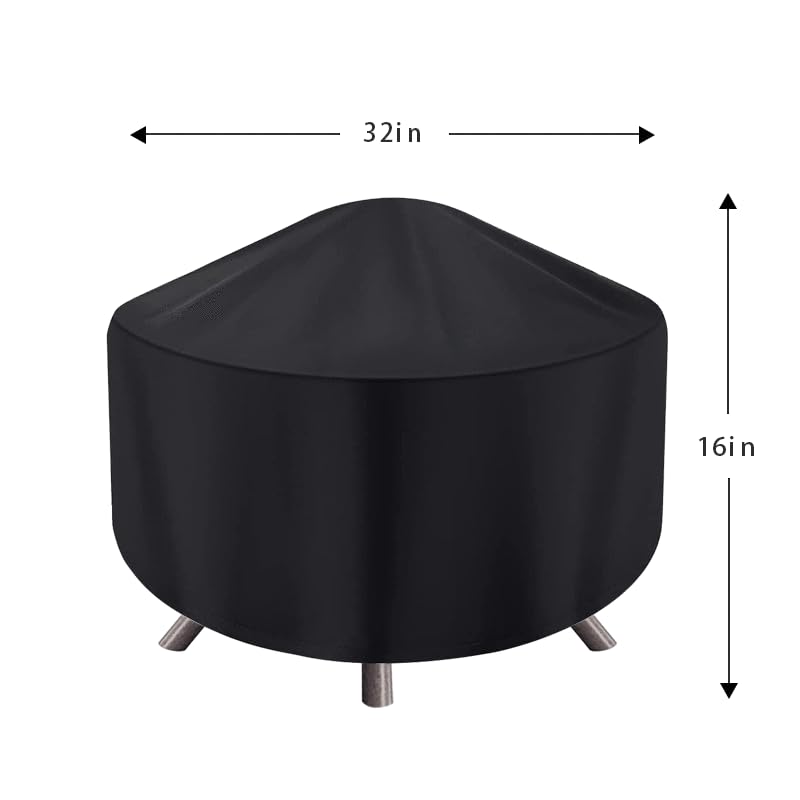 maobutte Round Fire Pit Cover 32" black side view