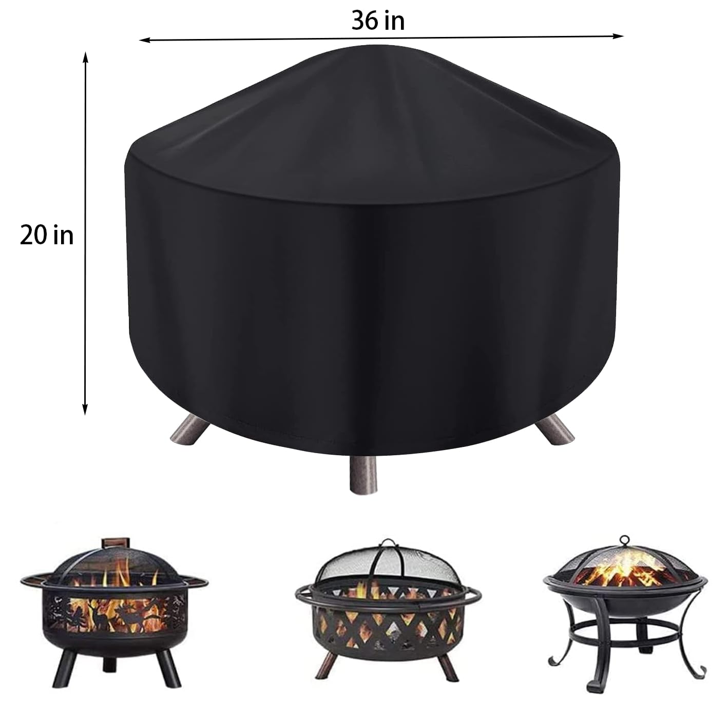 maobutte Round Fire Pit Cover 36 Inch waterproof material