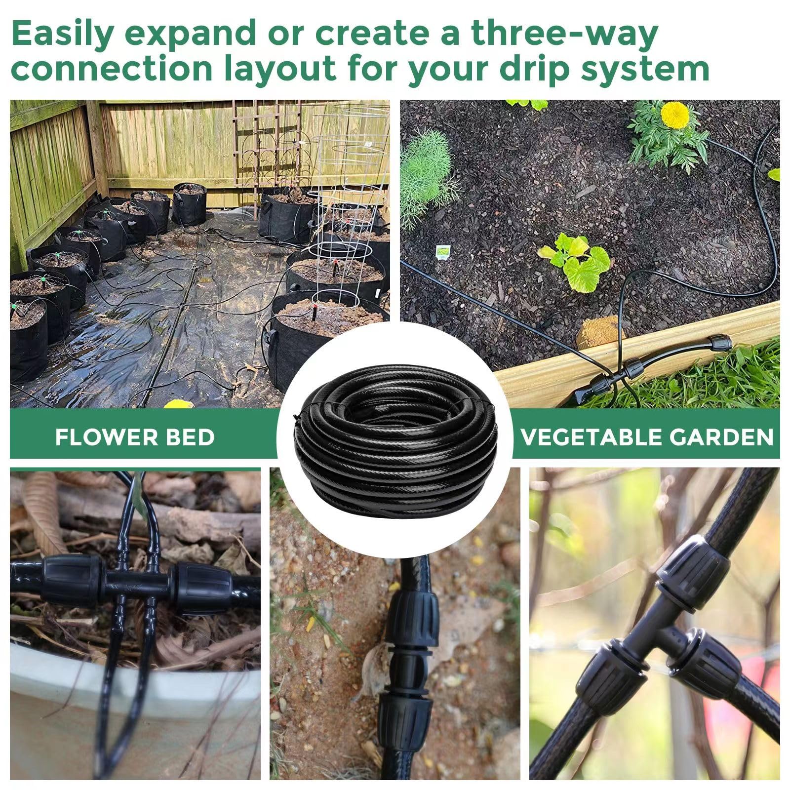 Maotong irrigation tubing installed in a garden setup