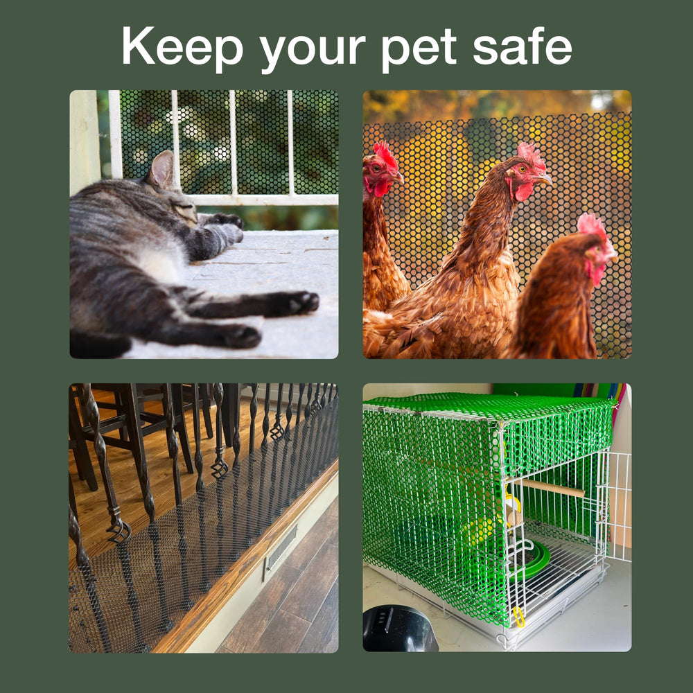 MAPORCH Plastic Chicken Wire Fencing installed on a balcony