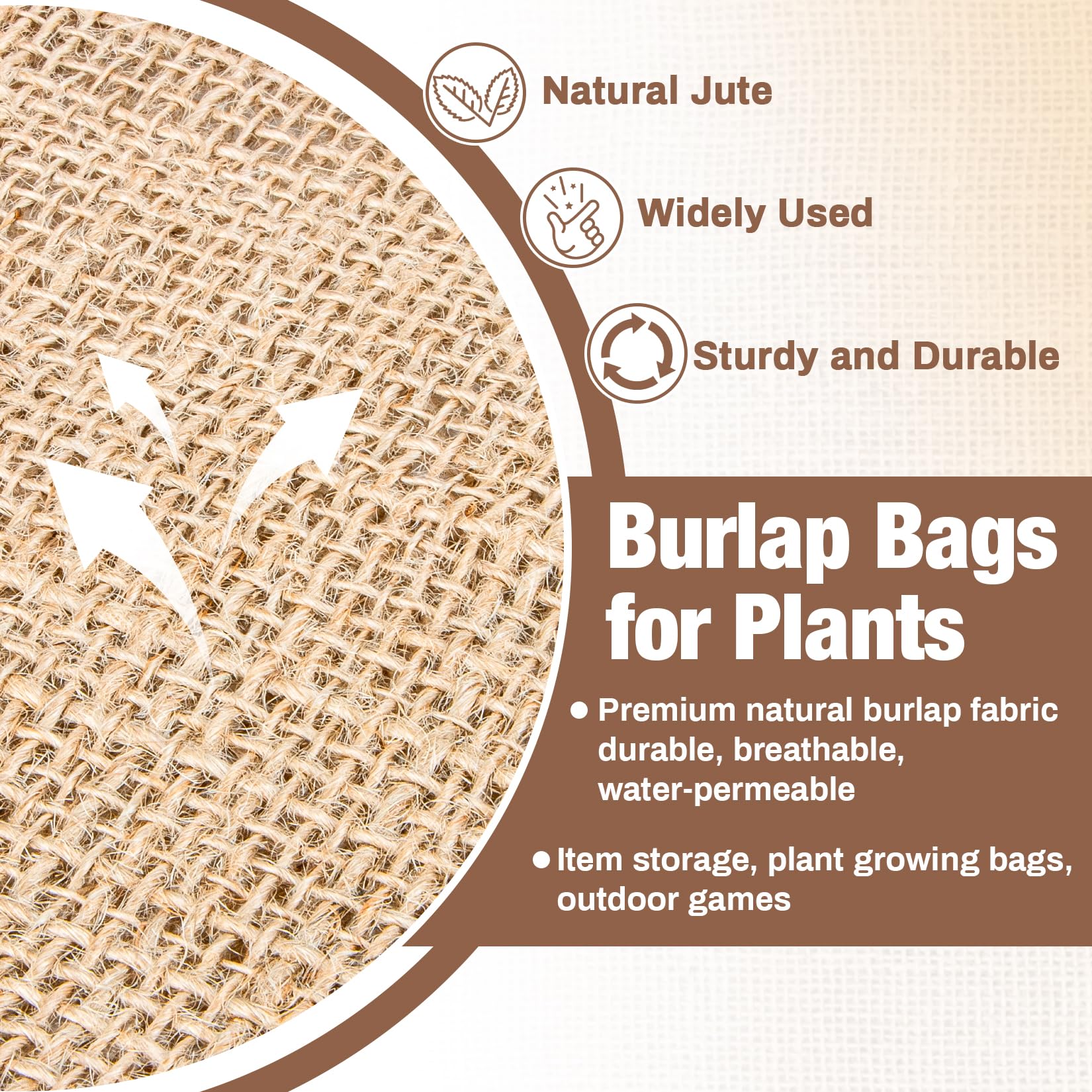 MAQIHAN burlap bags in a garden setting, showcasing their use