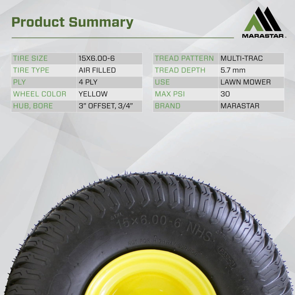 MARASTAR tire showing grease fitting and offset hub
