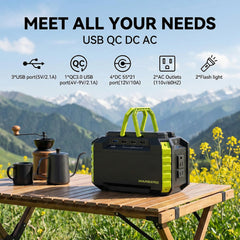 MARBERO Portable Power Station 150Wh Green with LED flashlight on