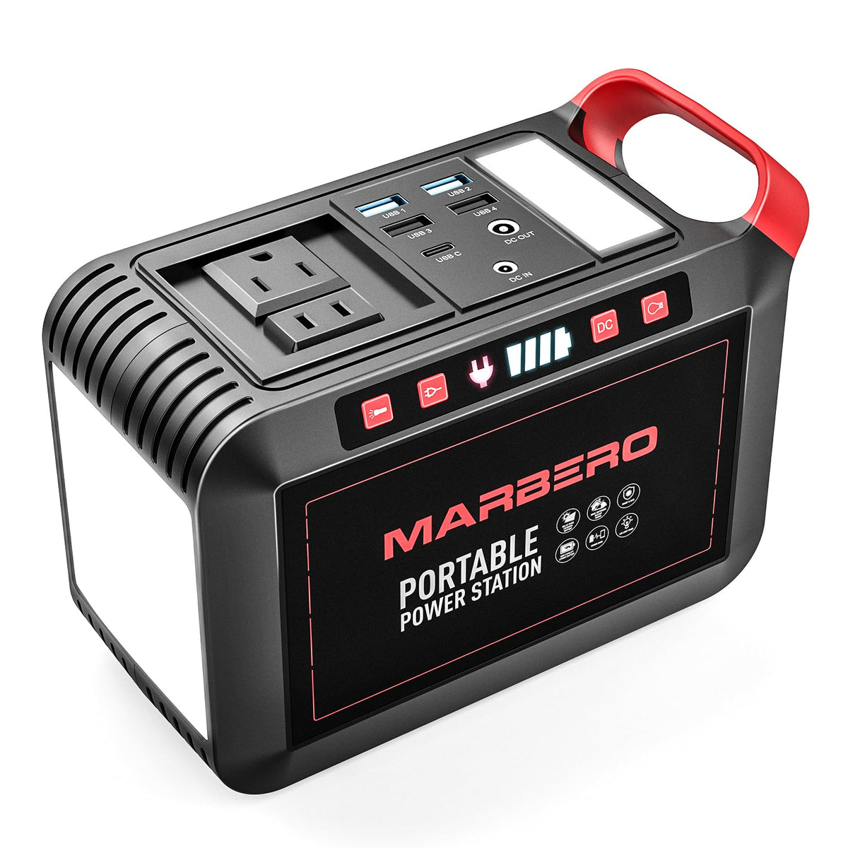 MARBERO Portable Power Station M822 front view in light red