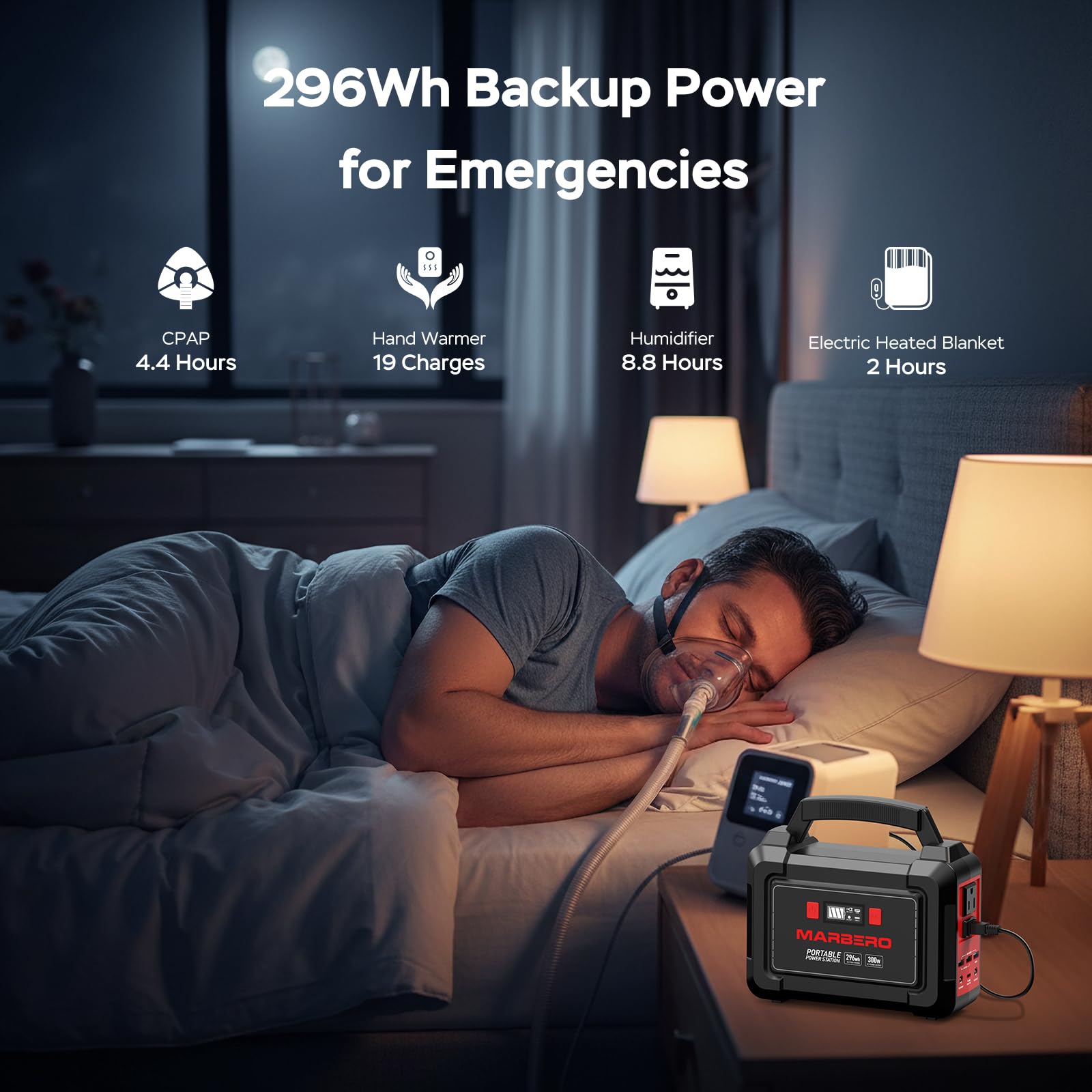 MARBERO Solar Generator in use outdoors during camping