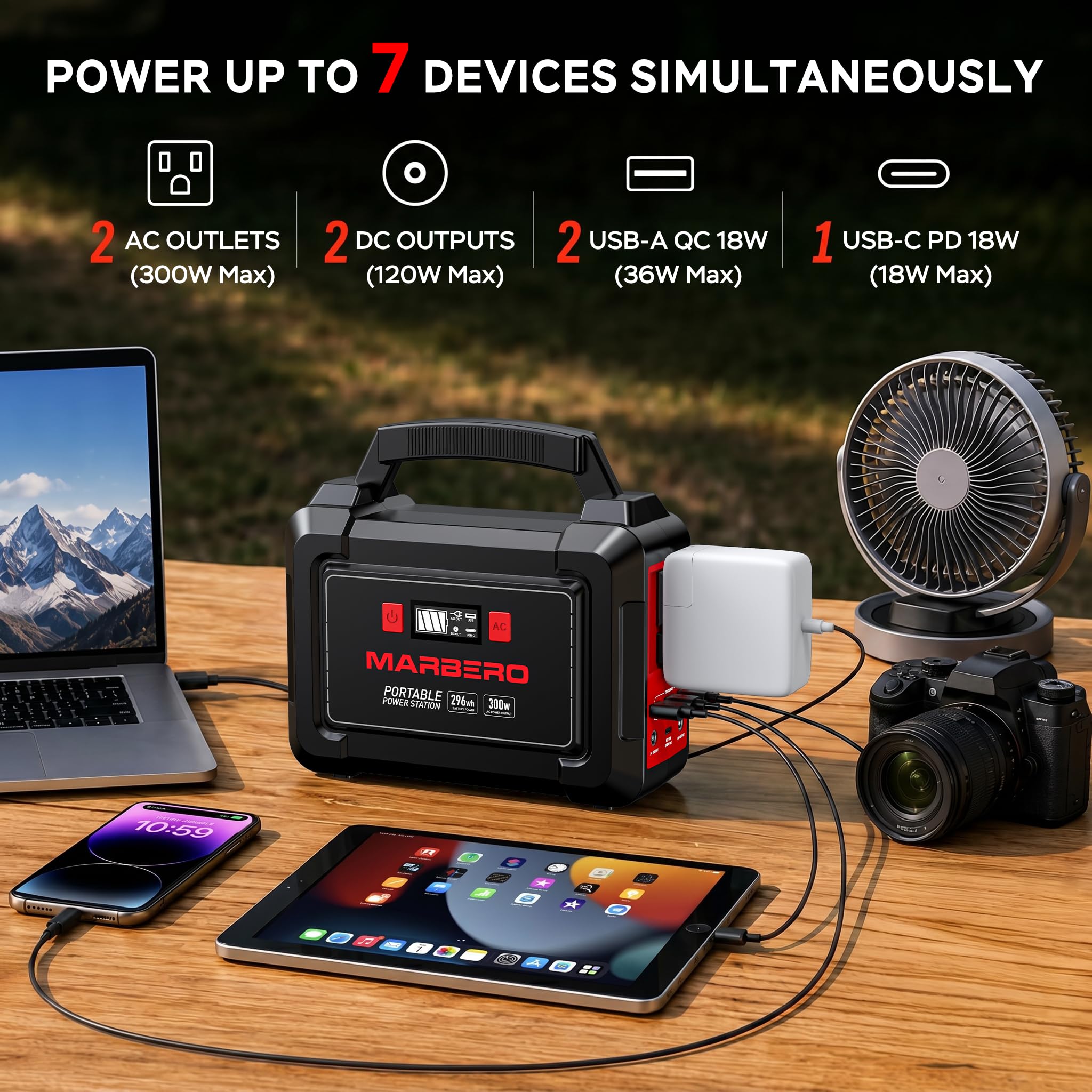 MARBERO Solar Generator lightweight and portable for camping