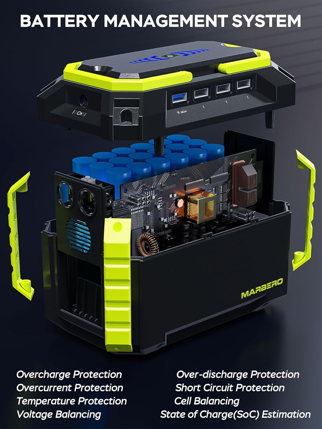 MARBERO Solar Generator with solar panel charging in sunlight
