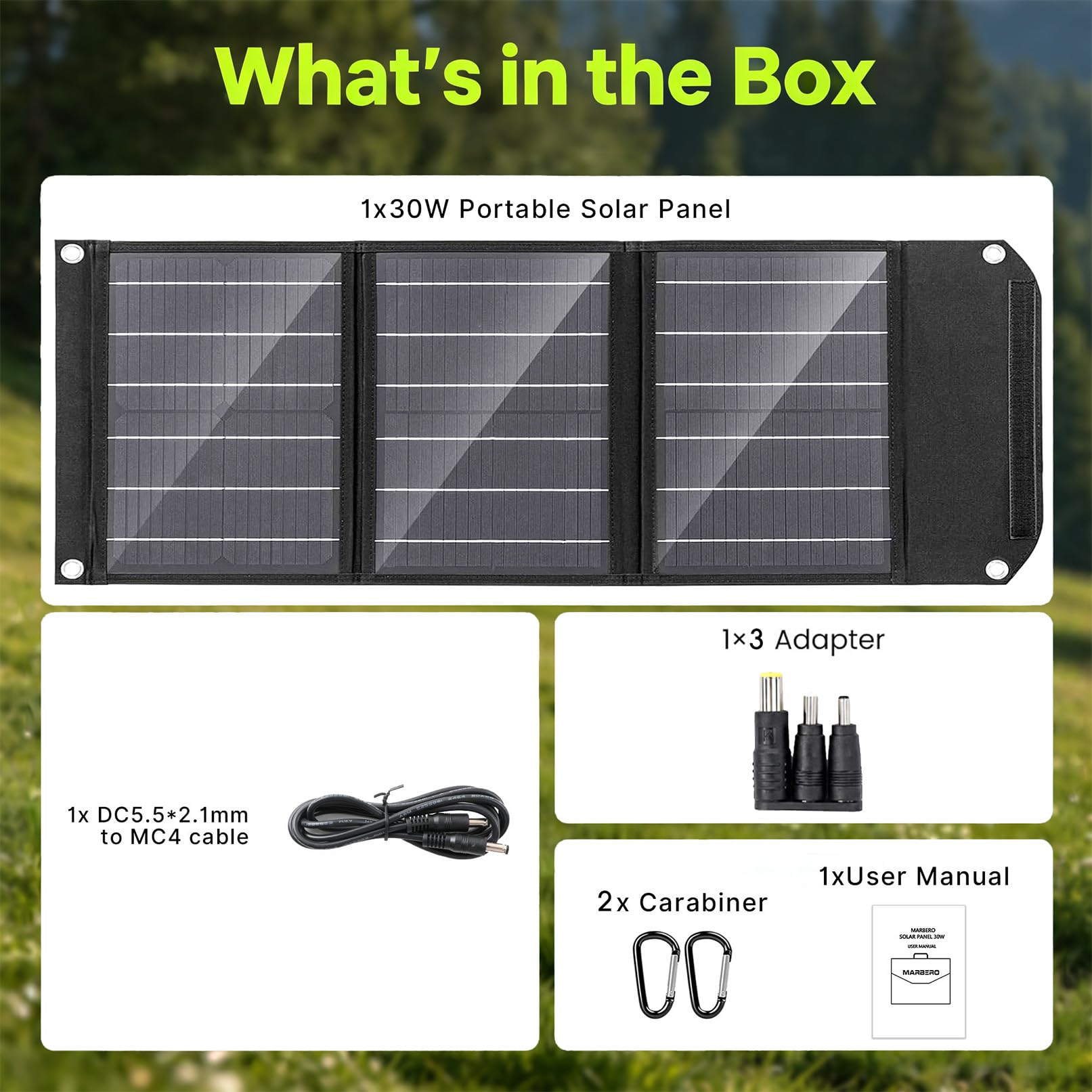 MARBERO solar panel with accessories included