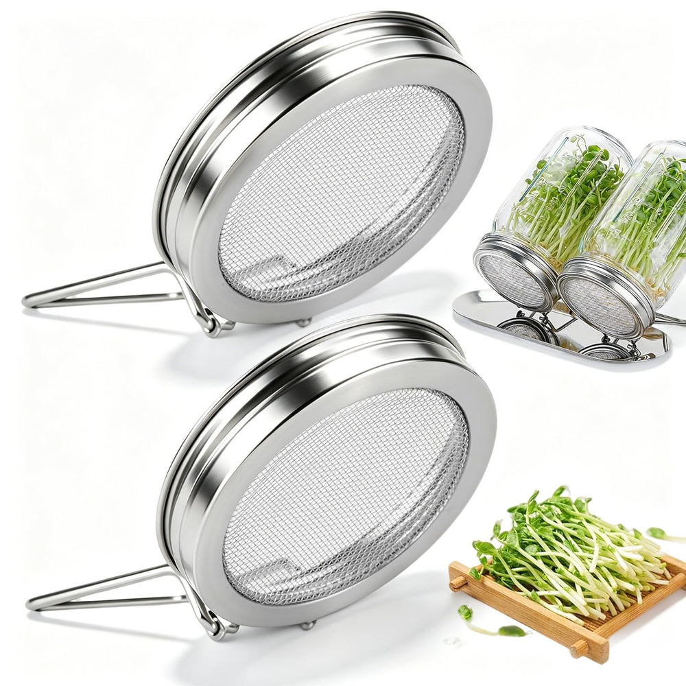 Marinix sprouting lids for wide mouth mason jars, silver color