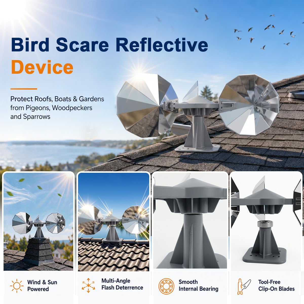 MARKETTY Bird Scare Device parts including base and blades