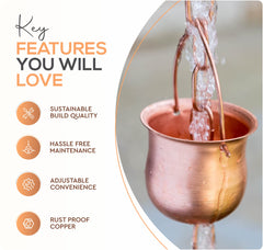 Marrgon Copper Rain Chain installation in a garden