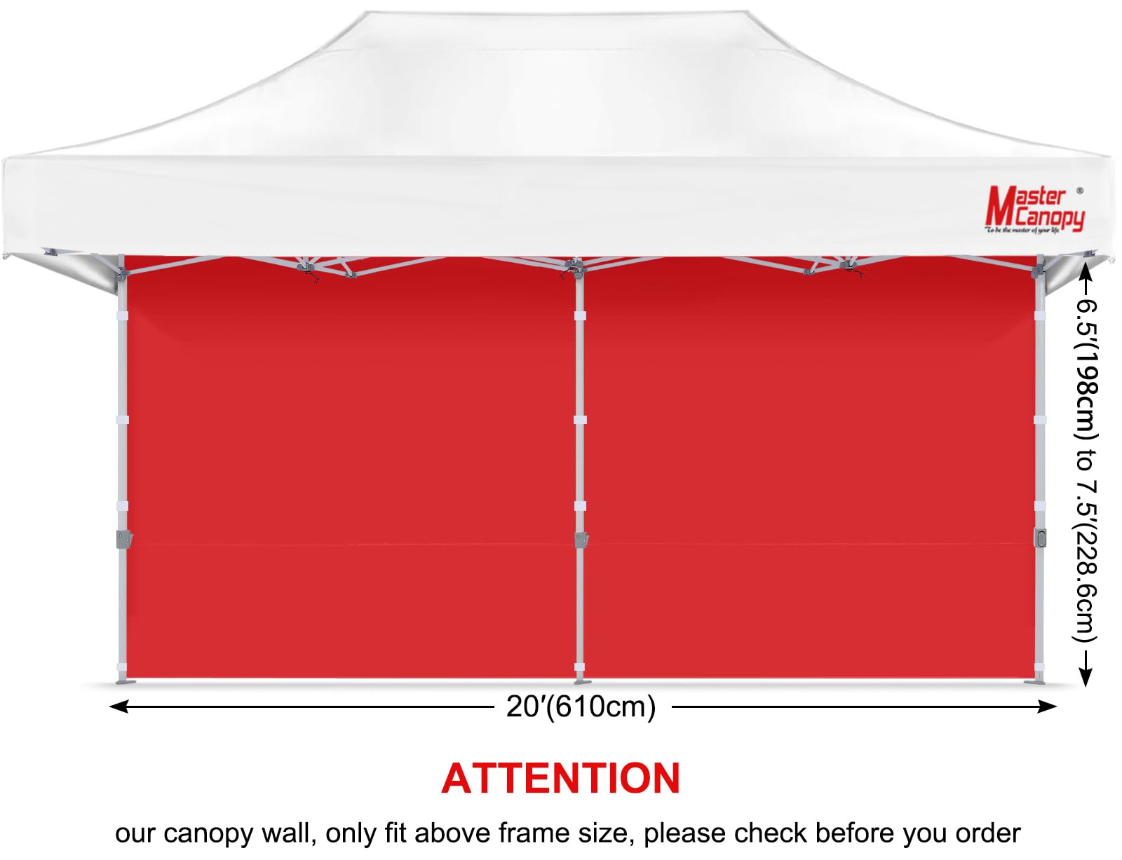 MASTERCANOPY 10x20 sidewall folded for storage