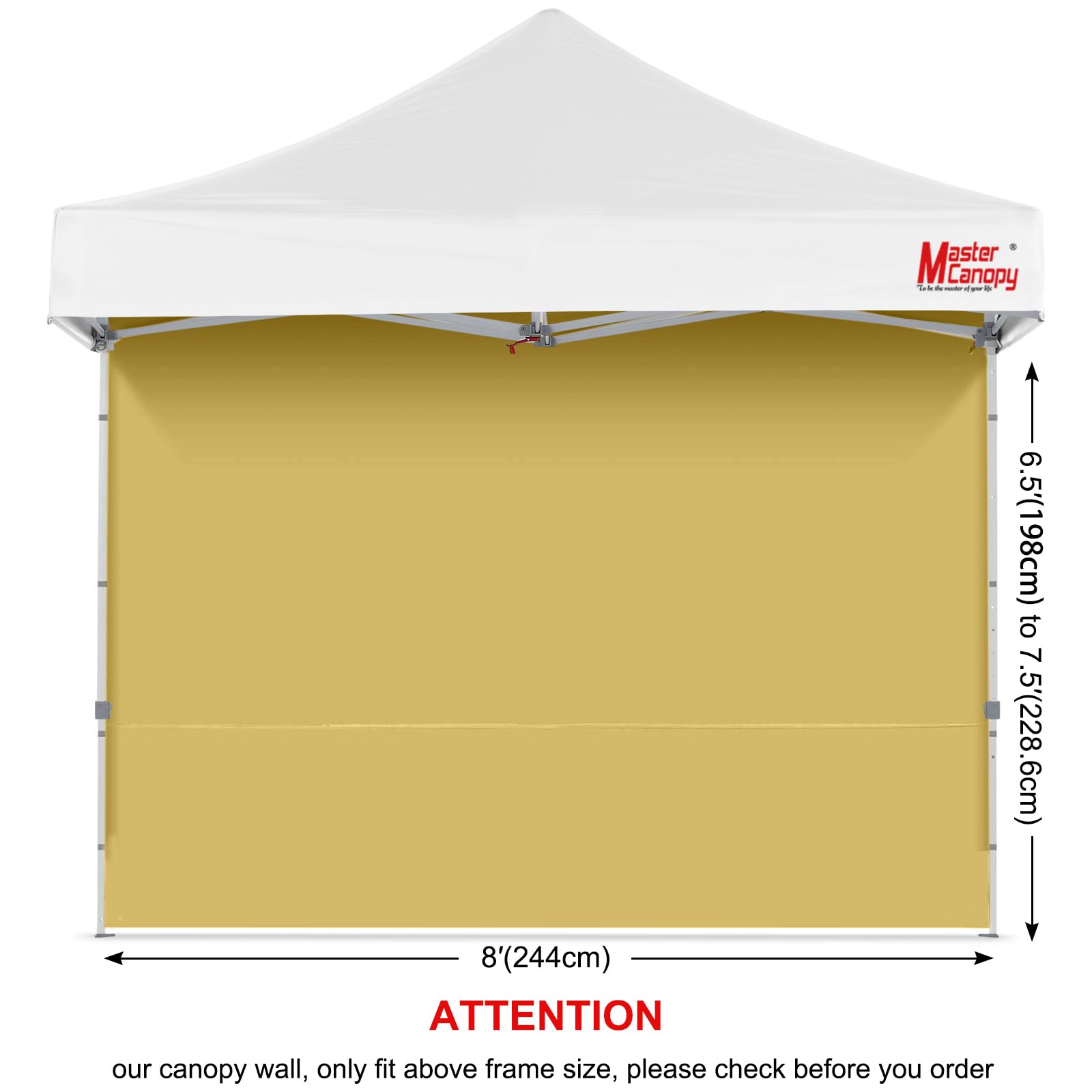 MASTERCANOPY 8x8 Beige Pop Up Canopy Sidewall side view