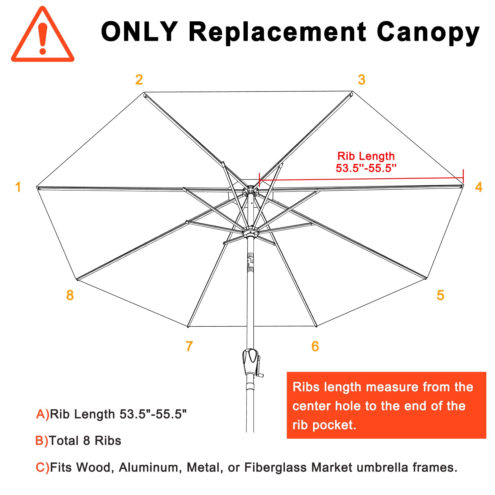 MASTERCANOPY Replacement Canopy back view showing stitching