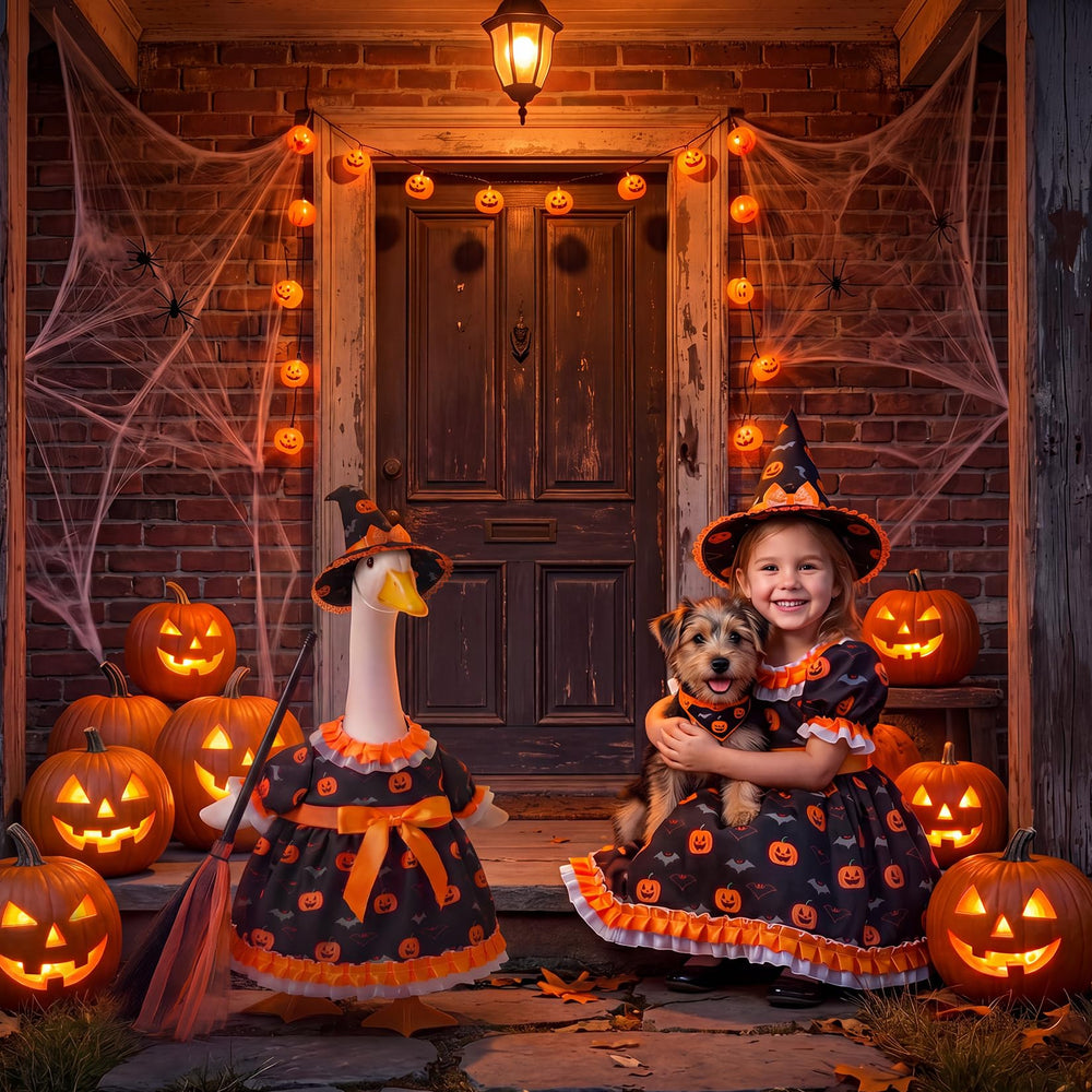 Mastom Halloween witch broom accessory with tulle bristles