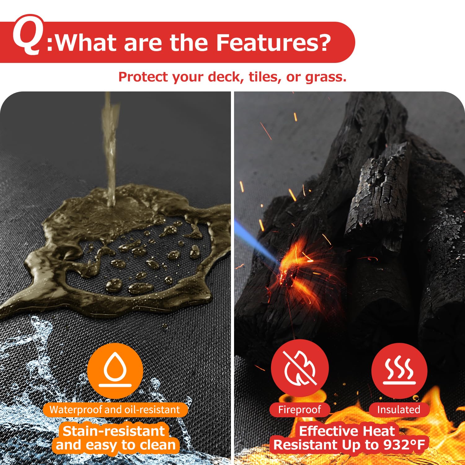 Matace Fireproof Grease Mat in use under a BBQ