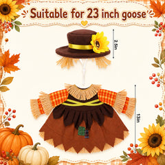 Matching brown hat with sunflower accent for scarecrow goose costume