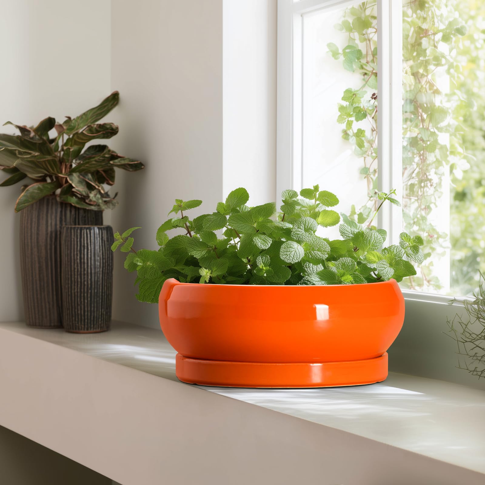 Matching ceramic saucer included with EPFamily planter