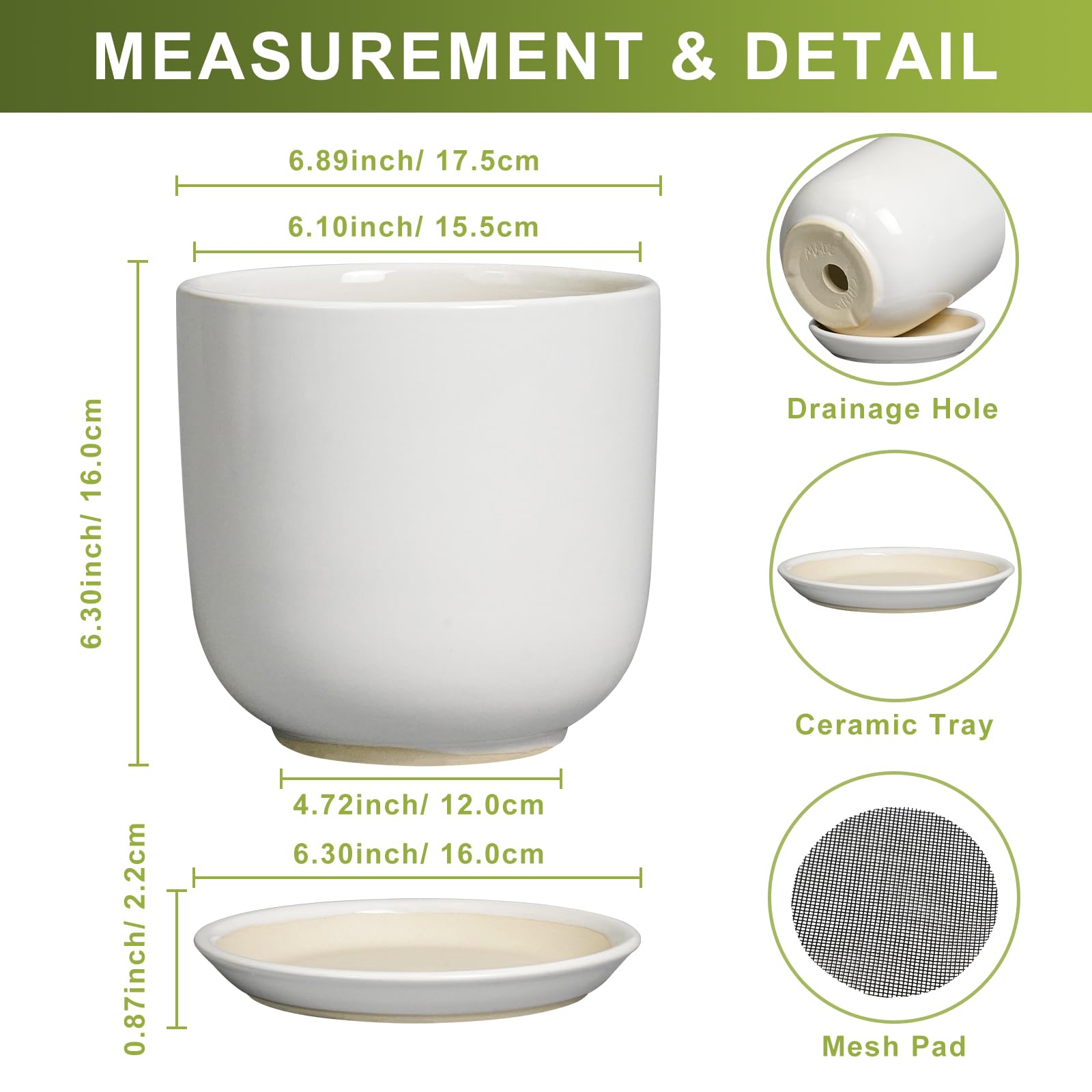 Matching saucer included with SUNPOTFOR 7 Inch Planter