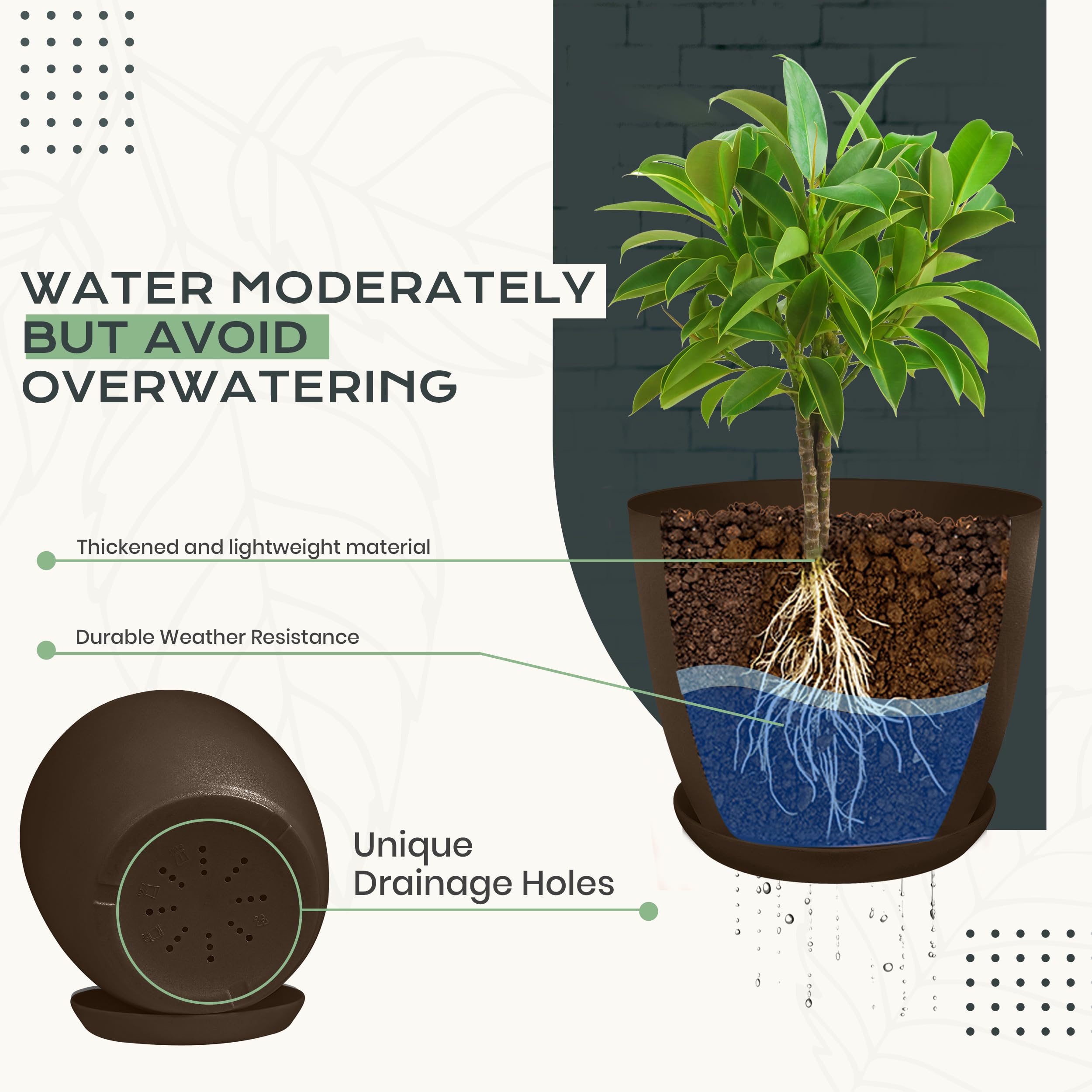 Matching saucer included with Utopia Home plant pots