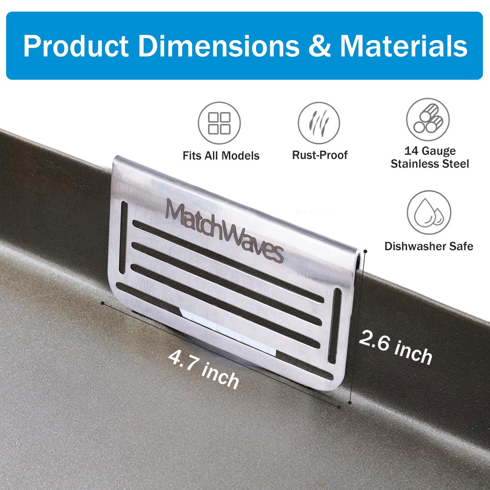 Matchwaves Grease Gate Blocker mounted on Blackstone griddle