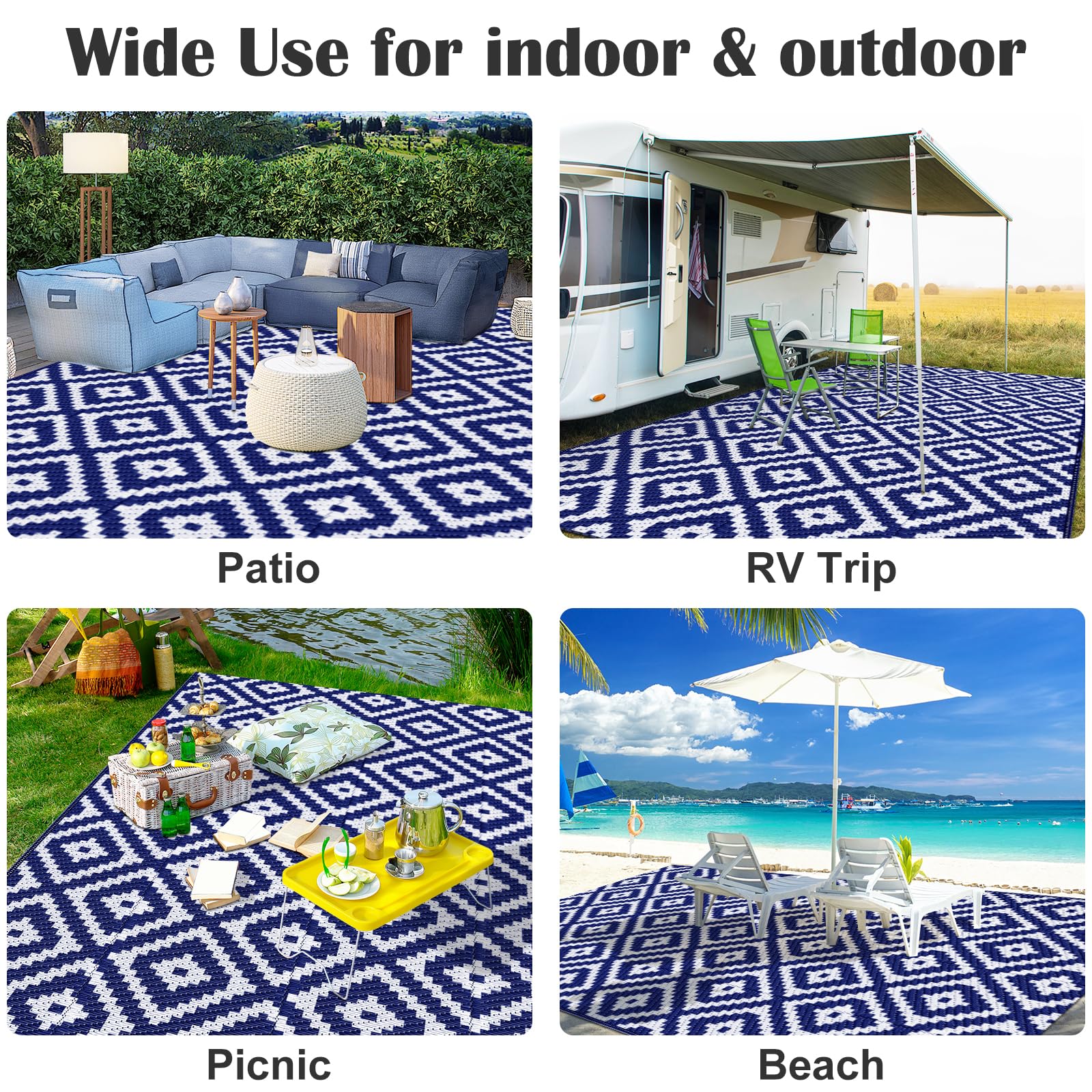 Mattitude outdoor rug on a balcony garden with plants