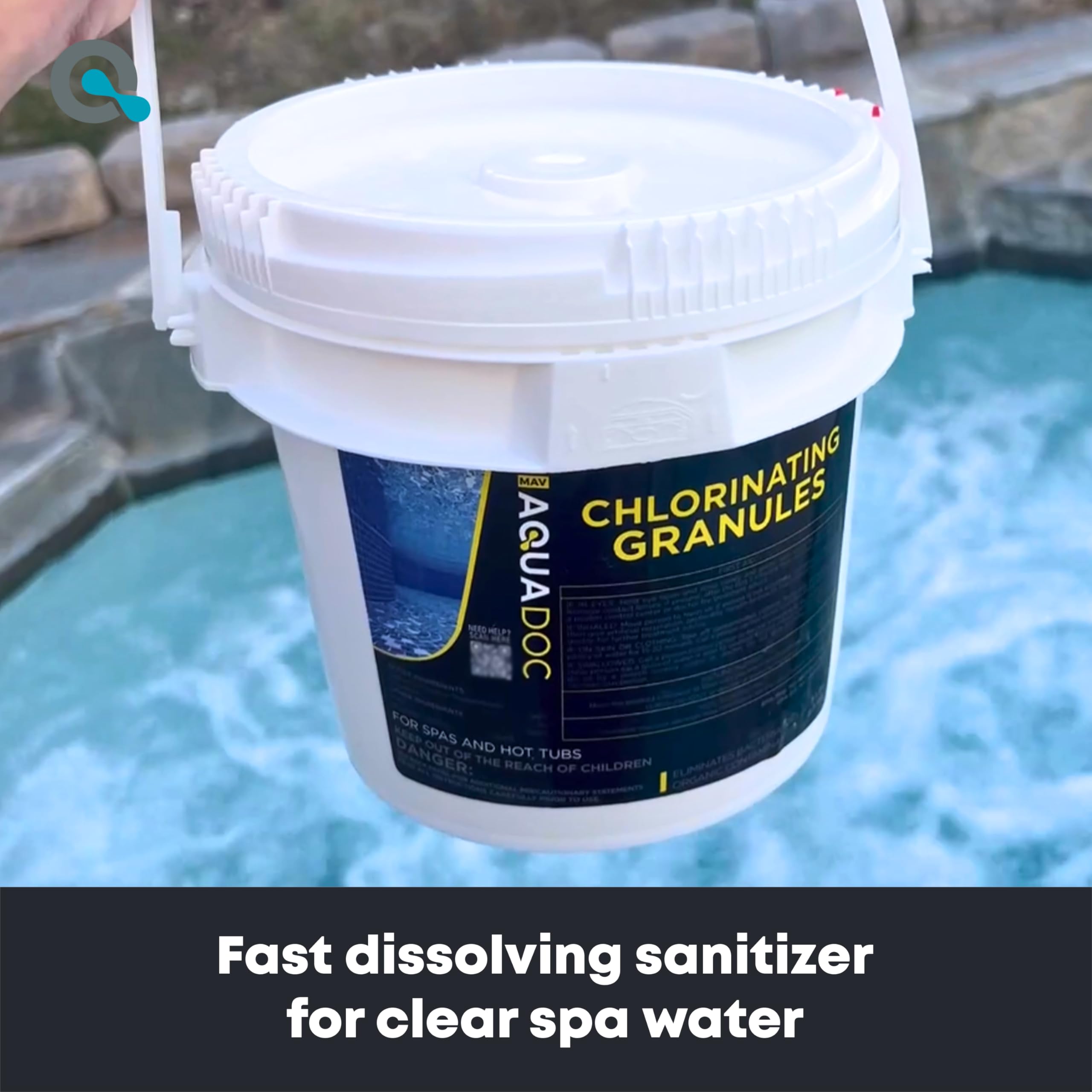 MAV AquaDoc 10 lb chlorine granules packaging back view