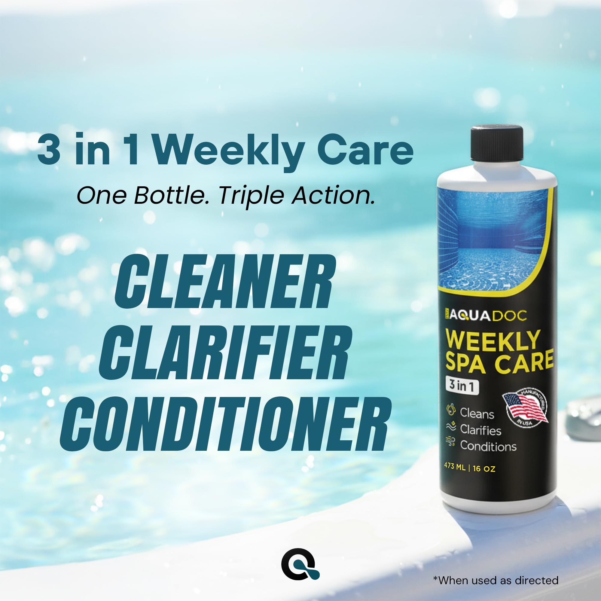 MAV AquaDoc 16 oz Hot Tub Weekly Care bottle side view