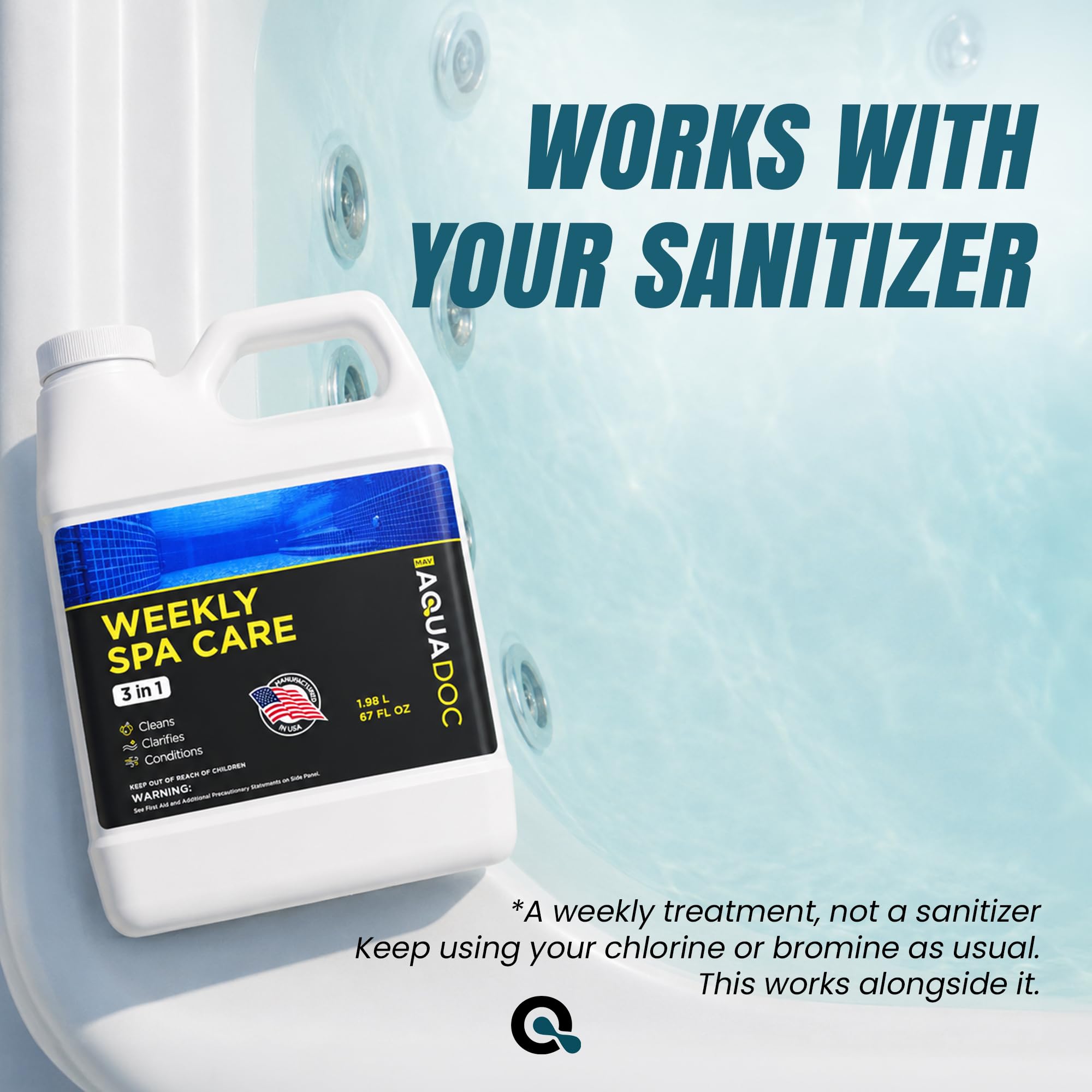 MAV AquaDoc 3 in 1 Hot Tub Weekly Care label details