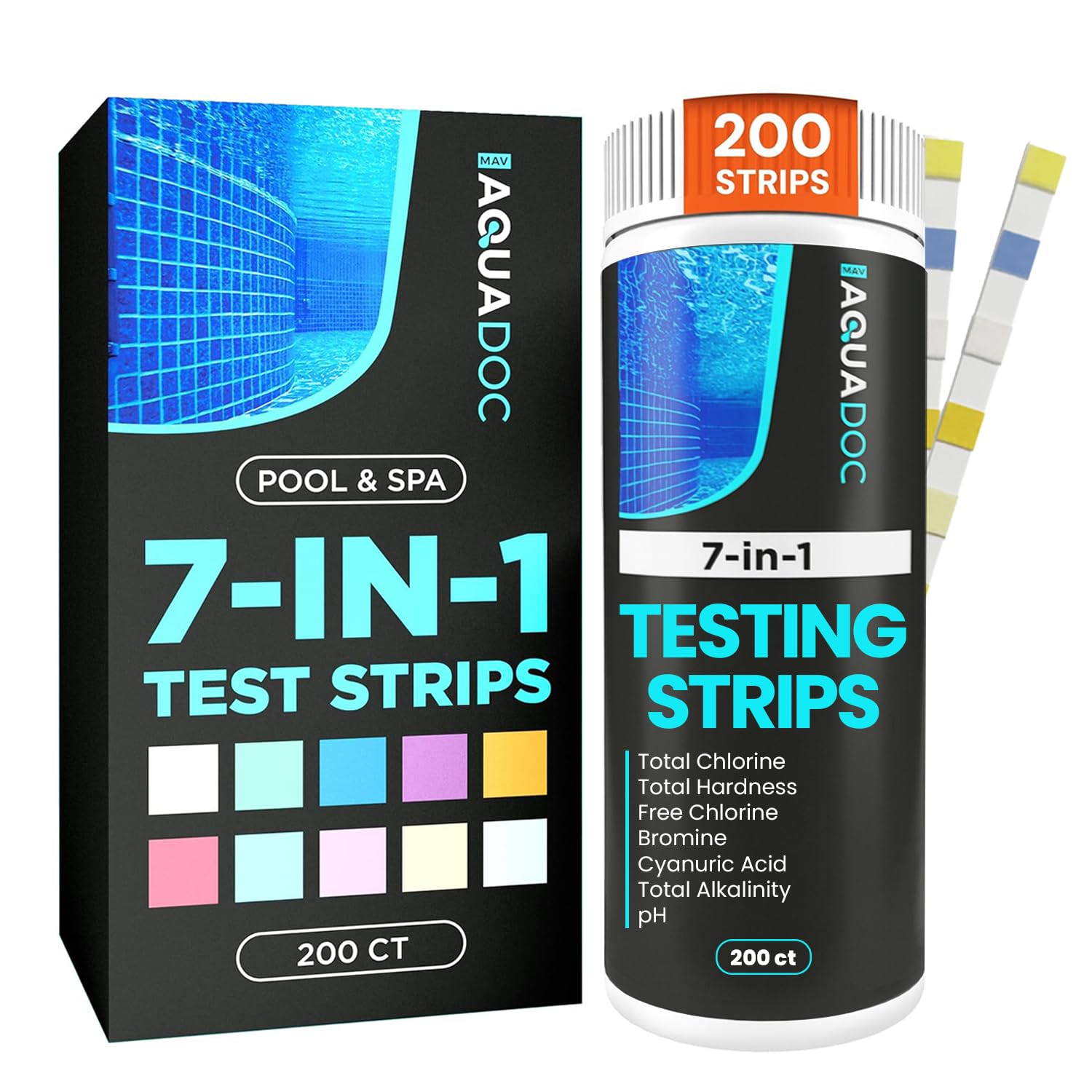 MAV AquaDoc 7-in-1 Pool Test Strips pack front view