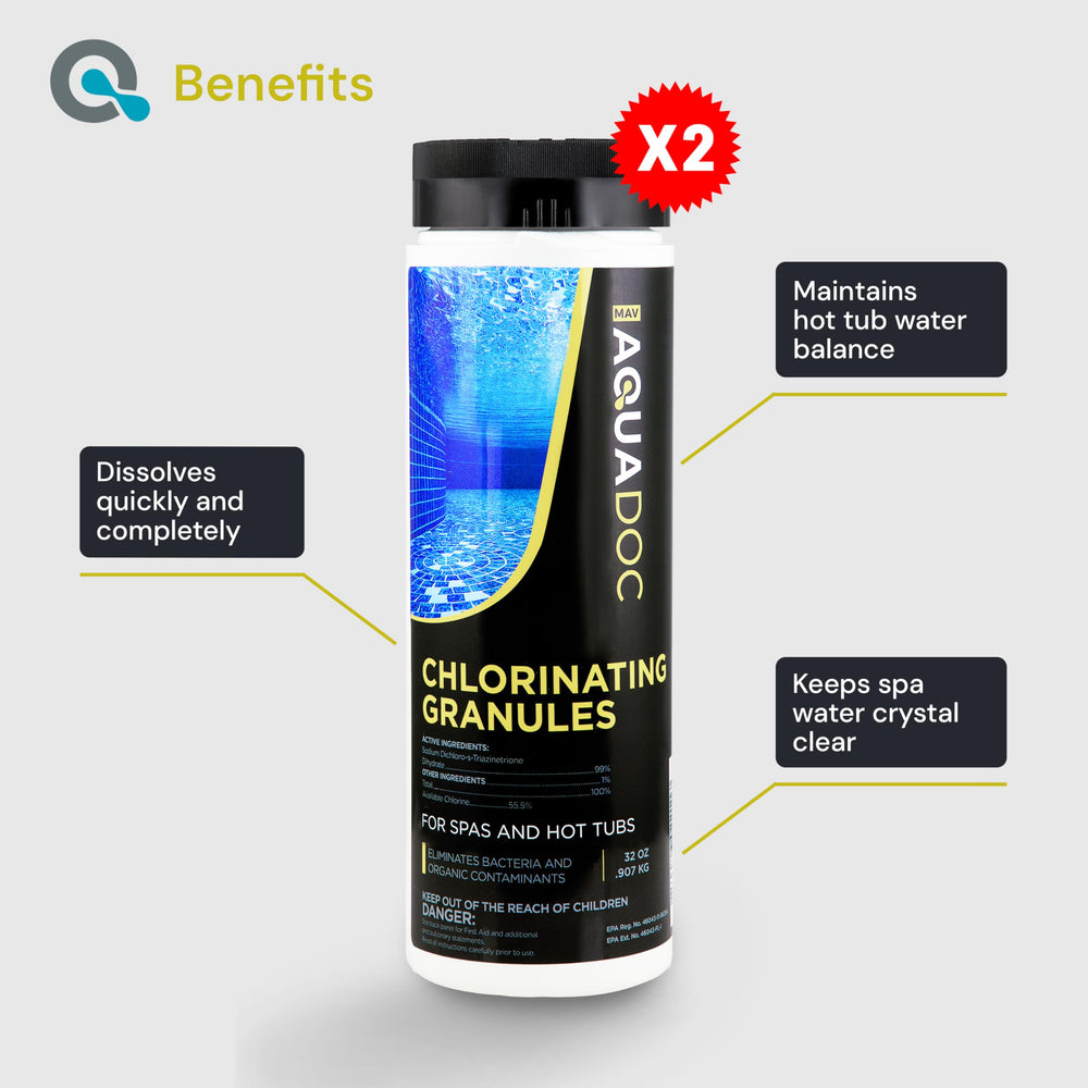 MAV AquaDoc Chlorine Granules 2lb packaging details