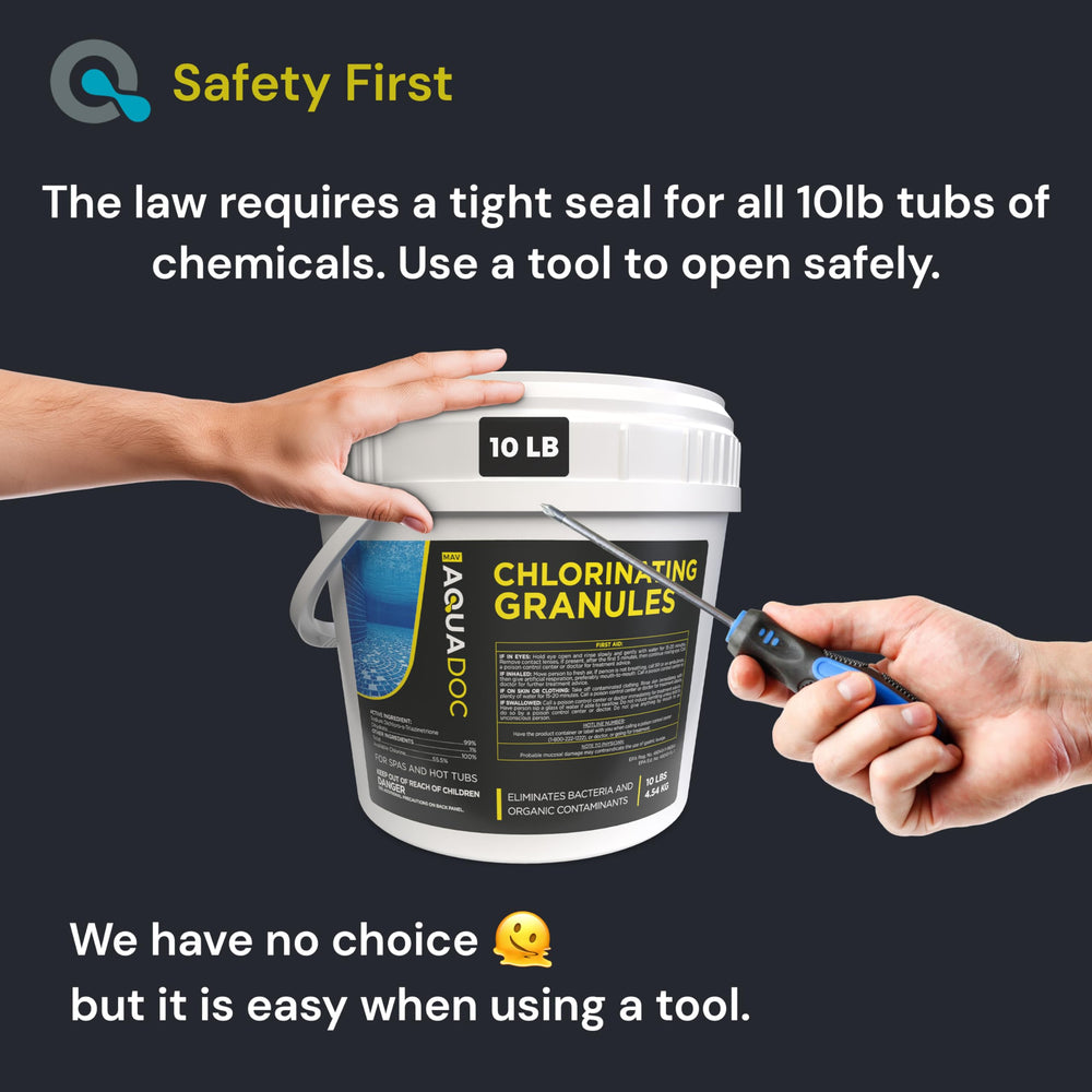 MAV AquaDoc chlorine granules label highlighting features