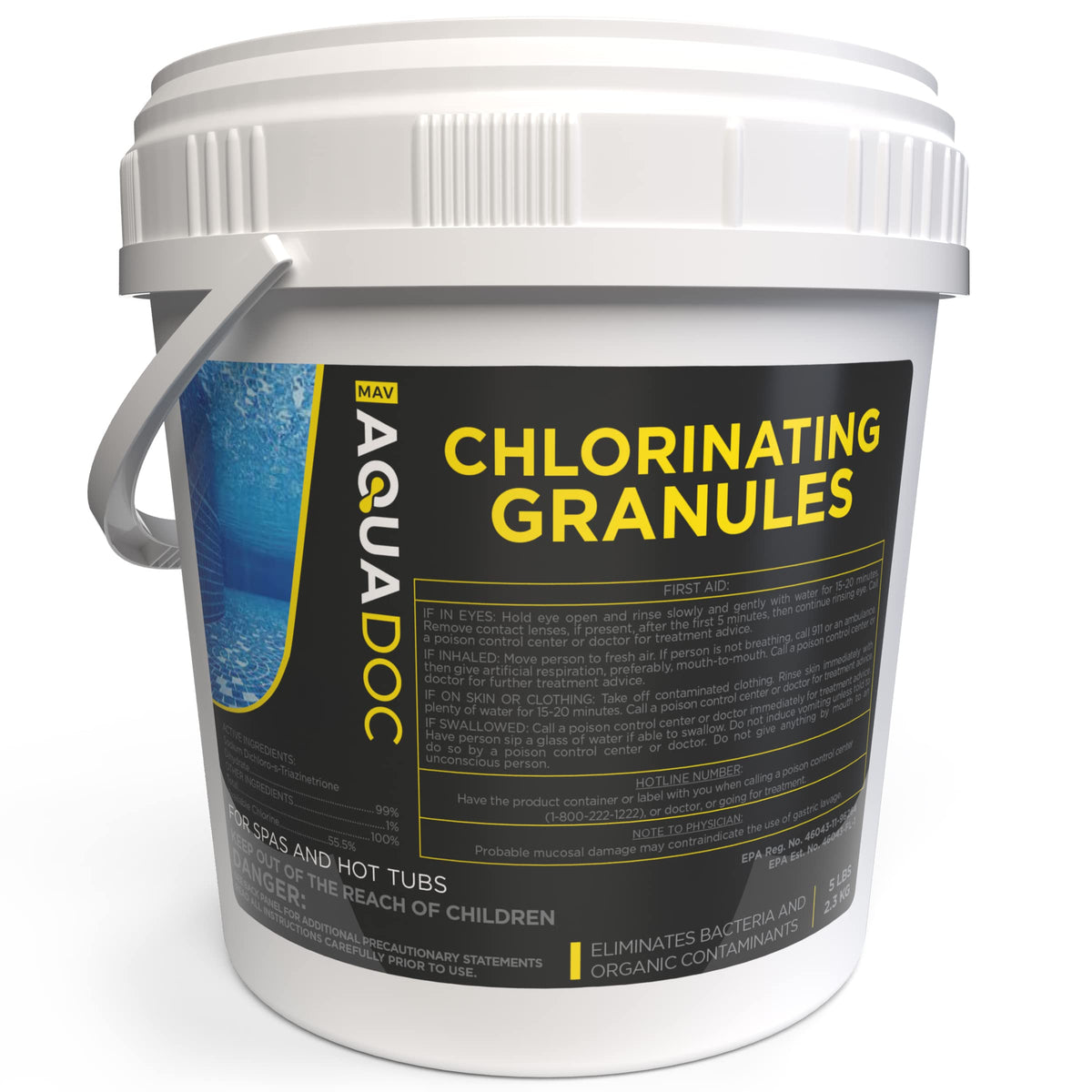 MAV AquaDoc Hot Tub Chlorine Granules 5 lb front view