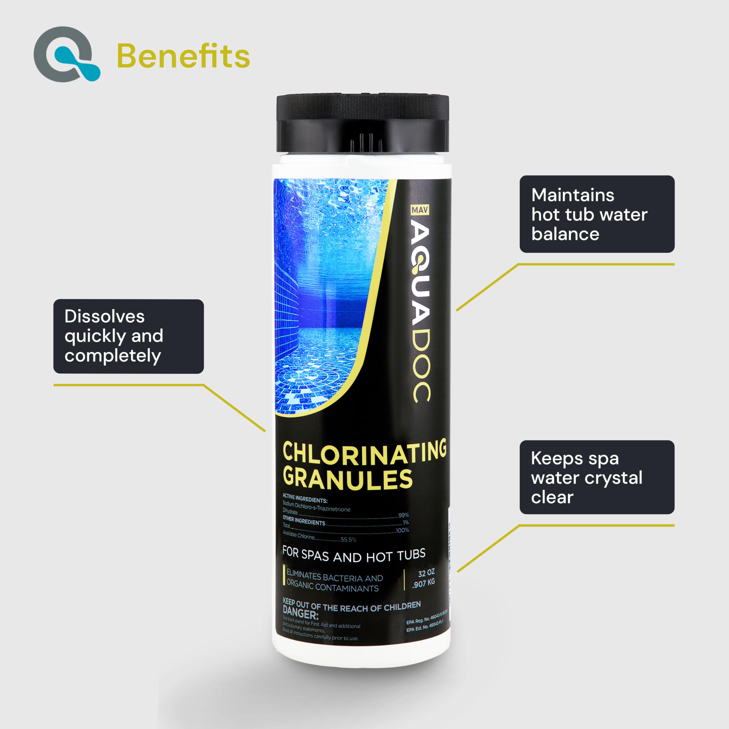 MAV AquaDoc Hot Tub Chlorine Granules close-up