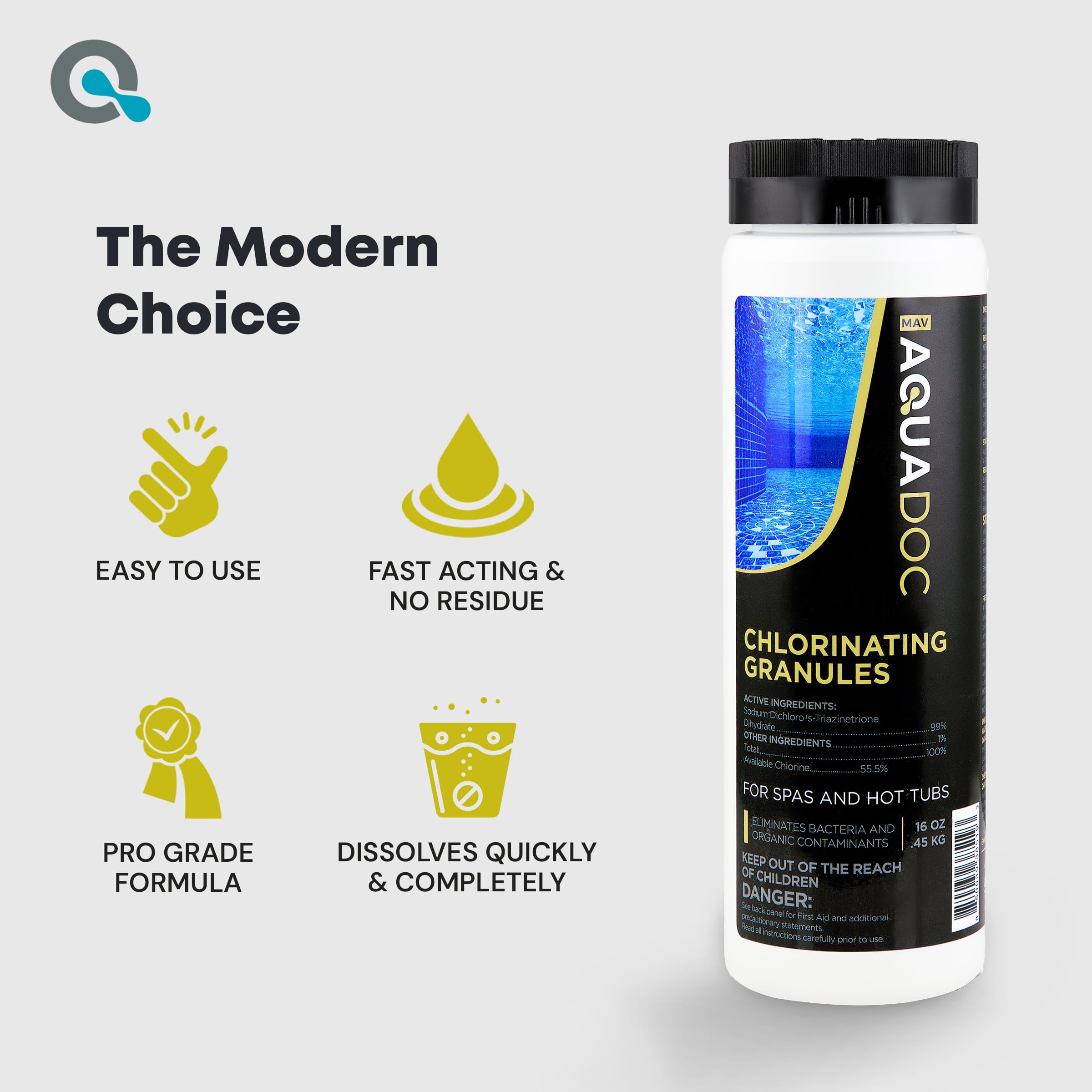 MAV AquaDoc Hot Tub Chlorine Granules on a table