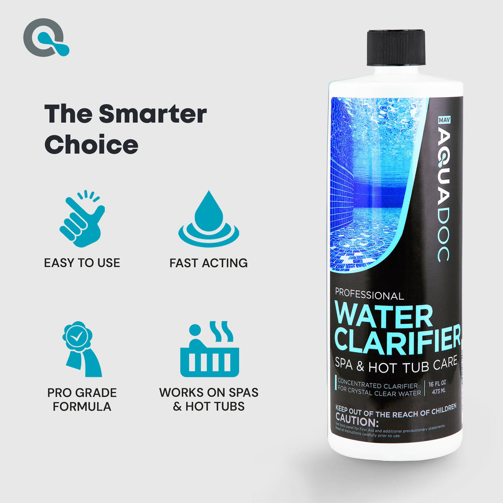 MAV AquaDoc Hot Tub Clarifier label close-up