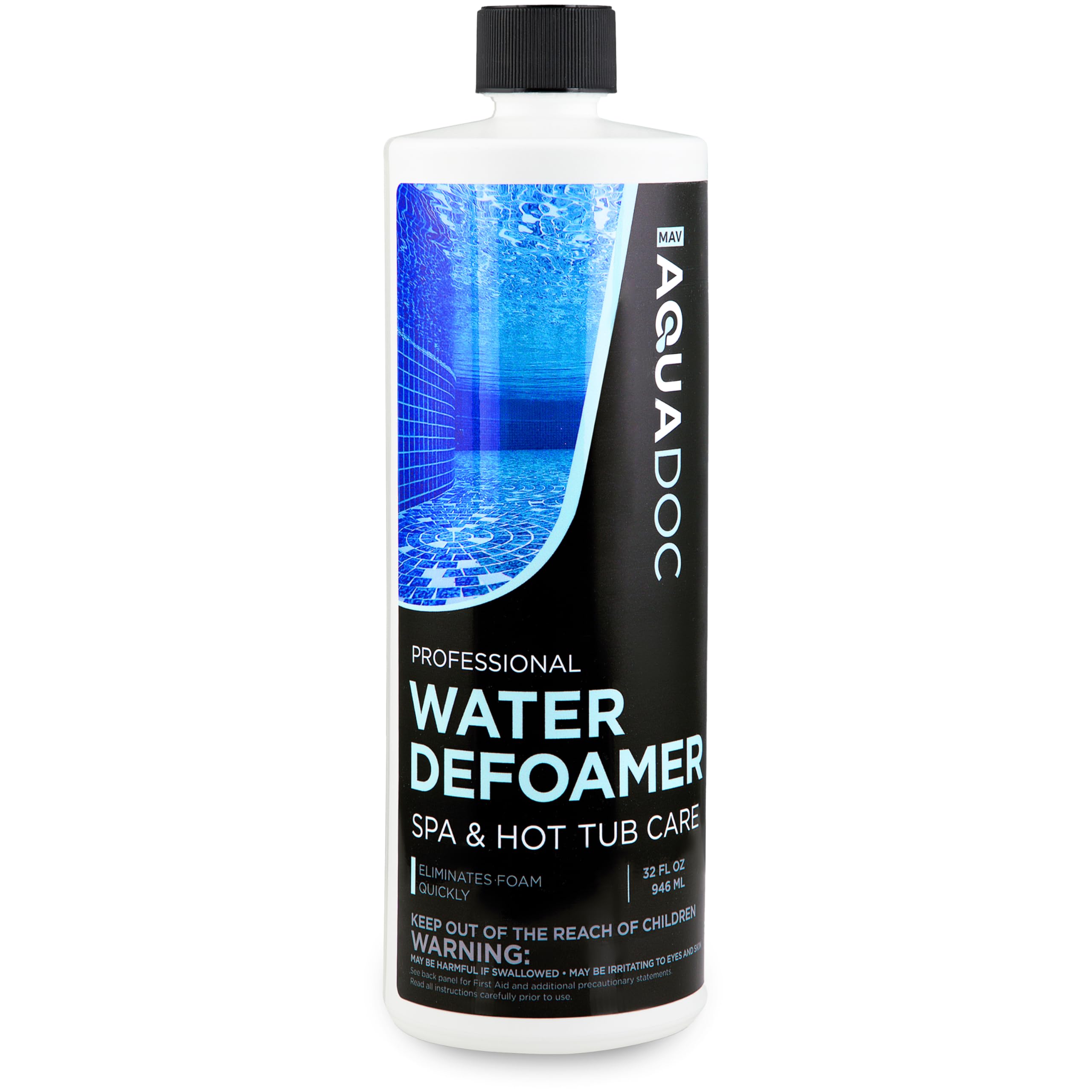MAV AquaDoc Hot Tub Defoamer 32 oz bottle back view
