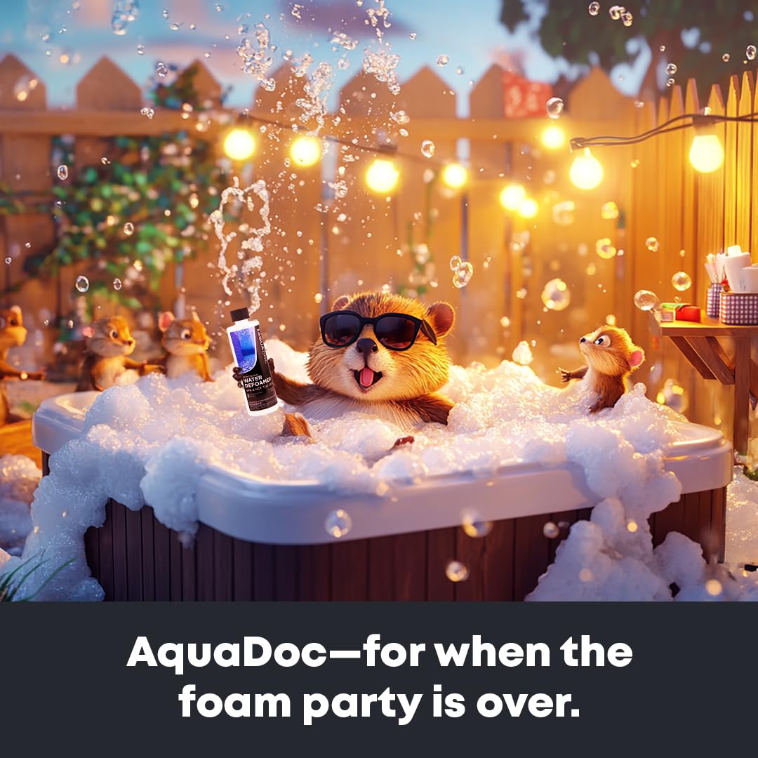 MAV AquaDoc Hot Tub Defoamer label close-up