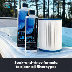 MAV AquaDoc Hot Tub Filter Cleaner 32 oz bottle side view
