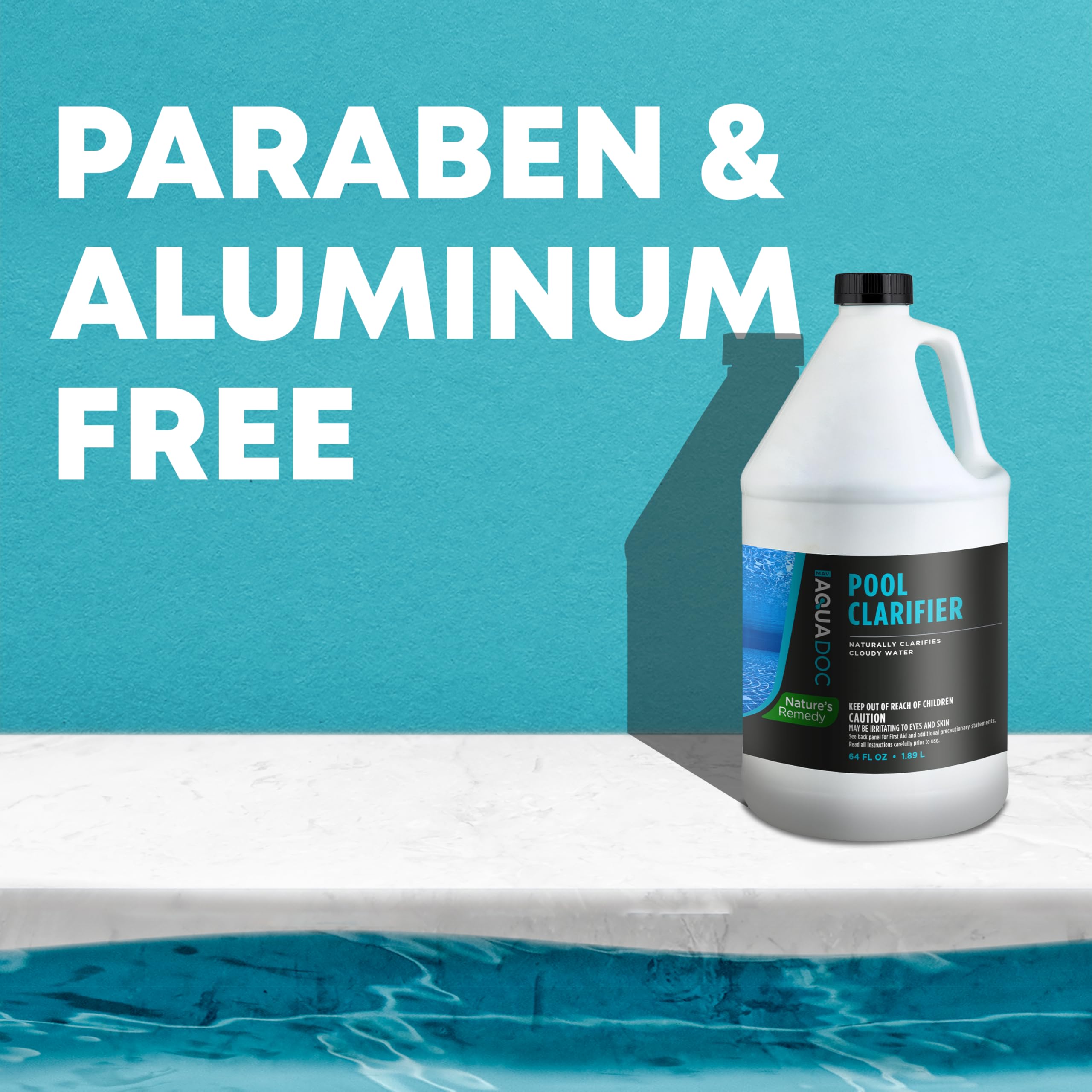 MAV AquaDoc Natural Pool Clarifier liquid inside a measuring cup