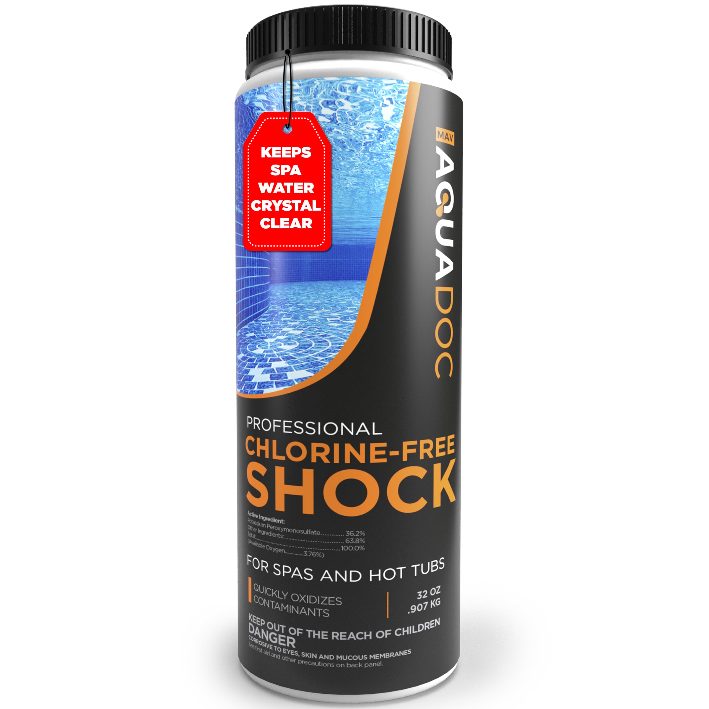 MAV AquaDoc Non Chlorine Hot Tub Shock 32oz front view