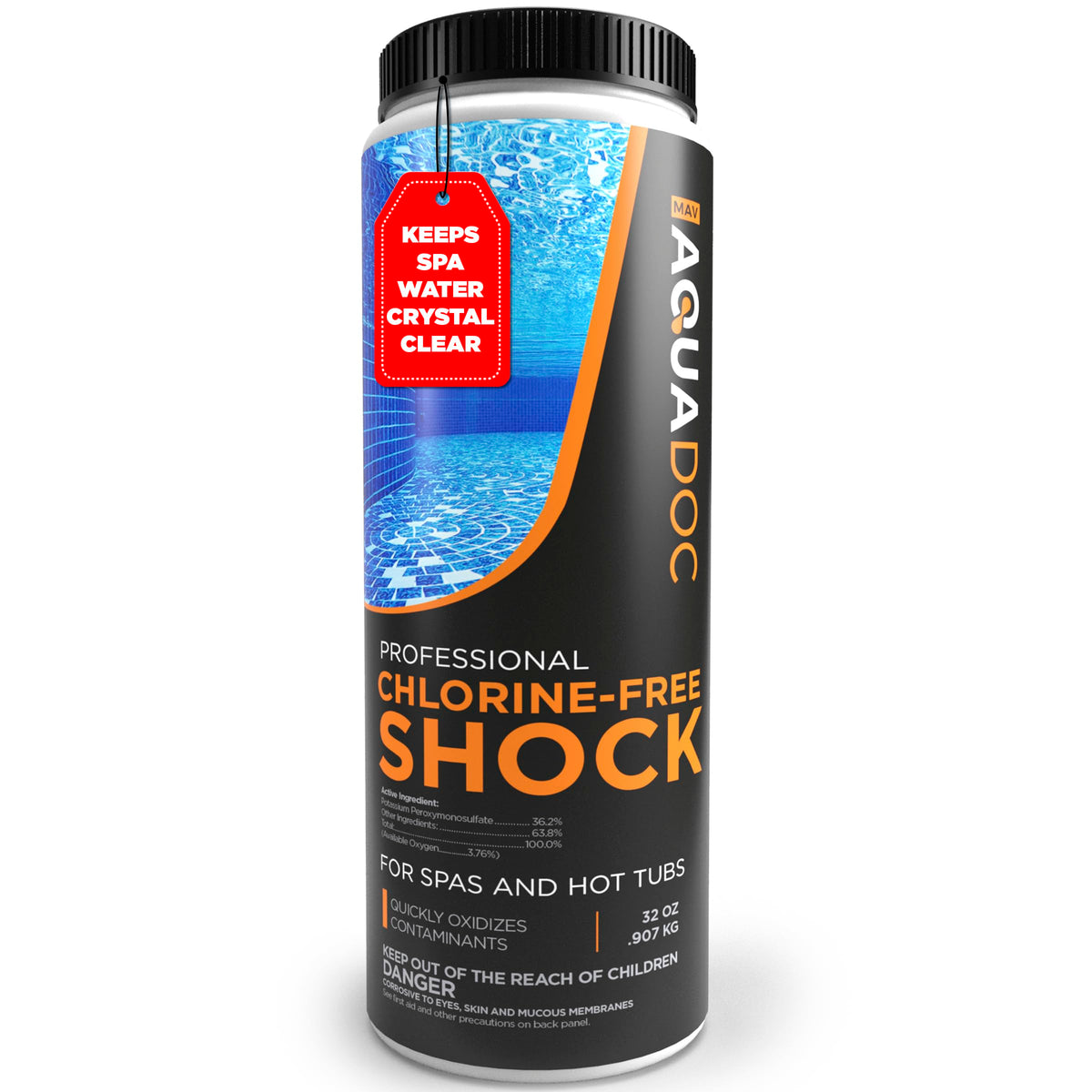MAV AquaDoc Non Chlorine Hot Tub Shock 32oz front view
