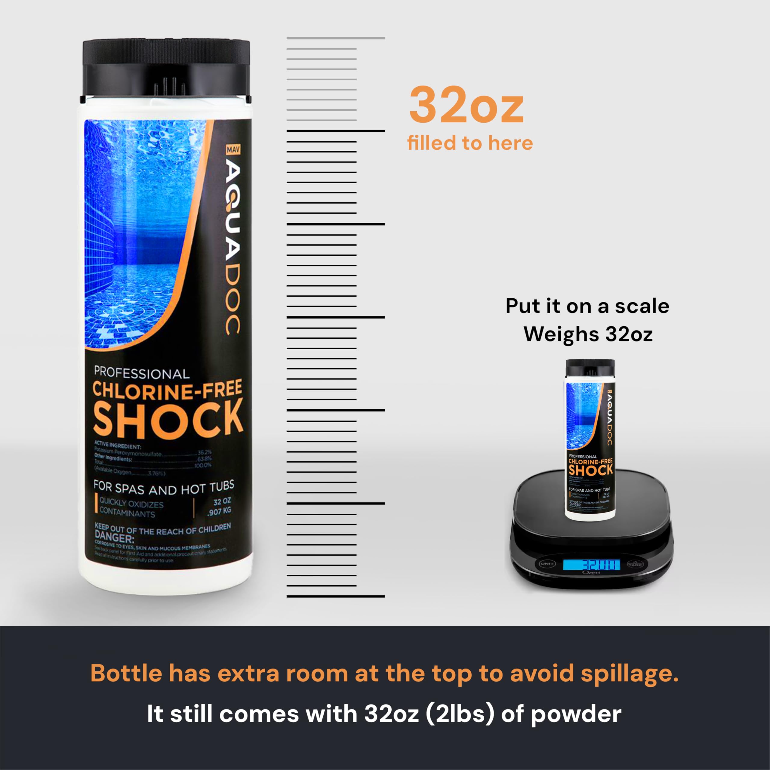 MAV AquaDoc Non Chlorine Hot Tub Shock in a hot tub setting